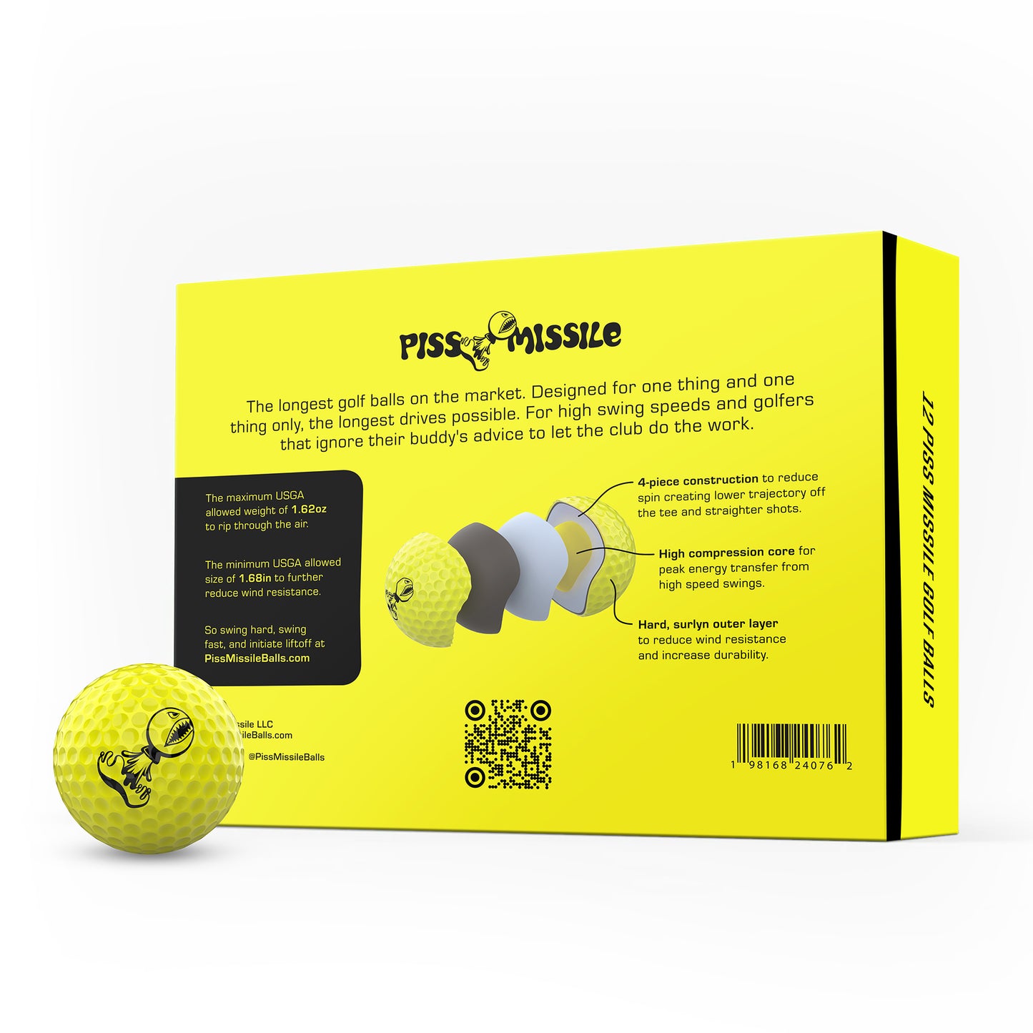 Piss Missile Golf Ball Back of 12 Pack