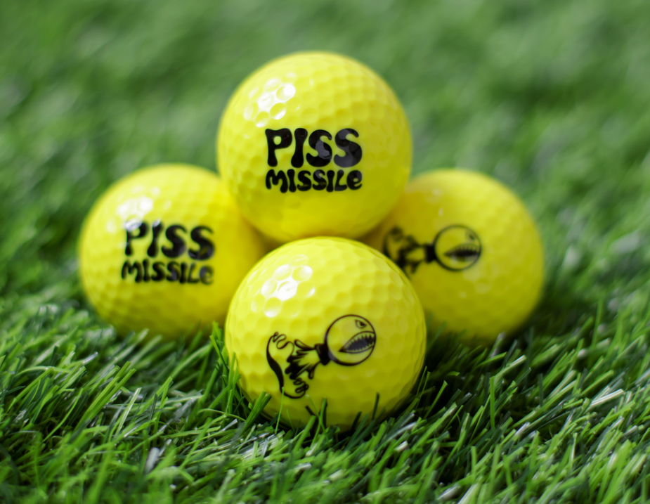 Piss Missile Golf Balls Close Up