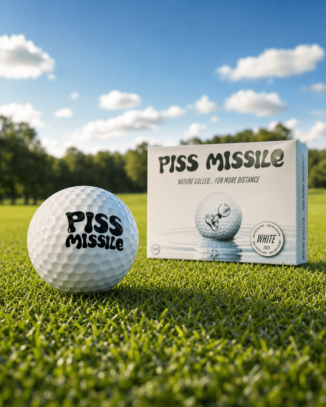 LIMITED EDITION WHITE PISS MISSILE GOLF BALLS 12PK - Piss Missile Golf Balls